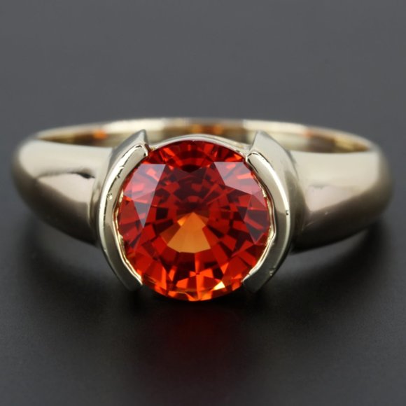 14k Yellow Gold Solitaire Orange Gemstone Ring - Picture 1 of 7